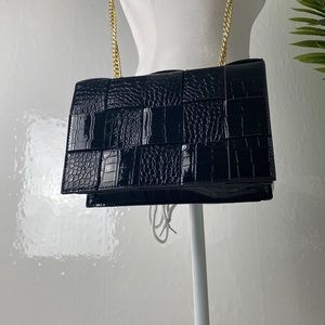 Croc Weave Flap Shoulder Bag